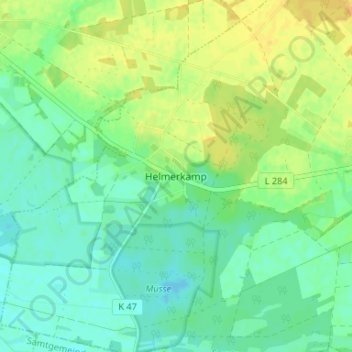 Carte topographique Helmerkamp, altitude, relief