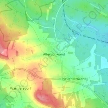 Carte topographique Altenschwand, altitude, relief