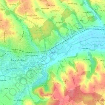 Carte topographique Prühmühle, altitude, relief