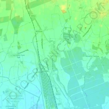 Carte topographique Strassoldo, altitude, relief