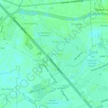 Carte topographique Pio Cruzcosa, altitude, relief