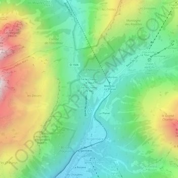 Carte topographique Tré-le-Champ - le Bas, altitude, relief