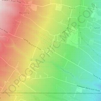 Carte topographique Tibuloy, altitude, relief