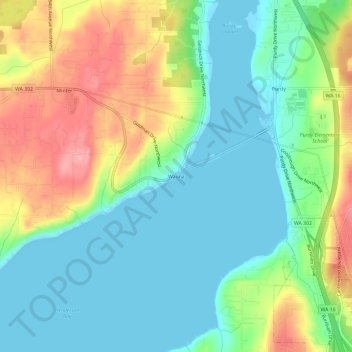 Carte topographique Wauna, altitude, relief