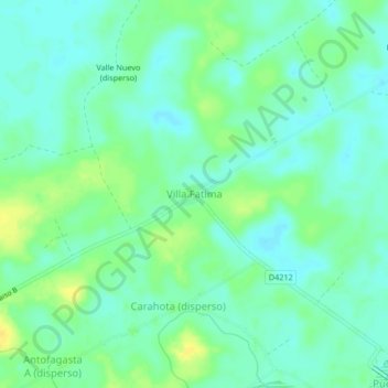 Carte topographique Villa Fatima, altitude, relief