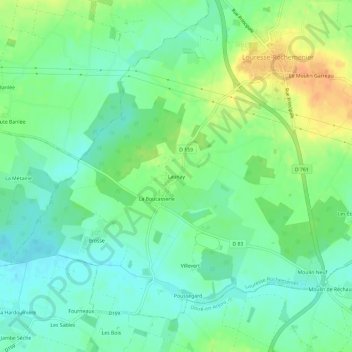 Carte topographique Launay, altitude, relief