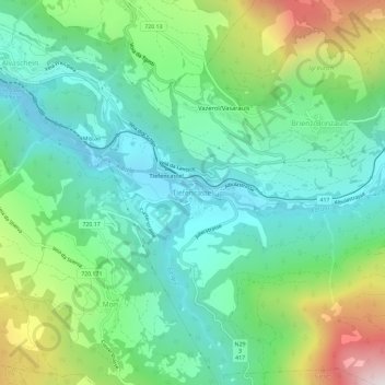 Carte topographique Tiefencastel, altitude, relief
