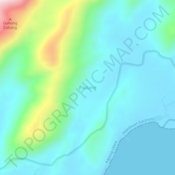 Carte topographique Padang, altitude, relief