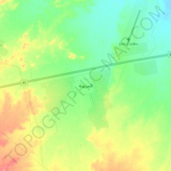 Carte topographique Al Mazyunah, altitude, relief