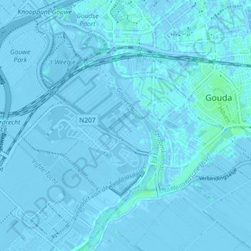 Carte topographique Broekhuizen, altitude, relief