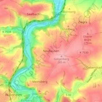 Carte topographique Neuhausen, altitude, relief