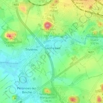Carte topographique Ferme du Coq, altitude, relief
