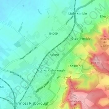 Carte topographique Askett, altitude, relief