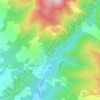 Carte topographique Banzena, altitude, relief