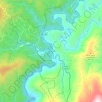 Carte topographique Hurricane, altitude, relief