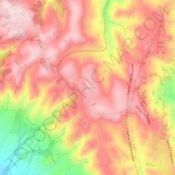 Carte topographique Τσάδα, altitude, relief