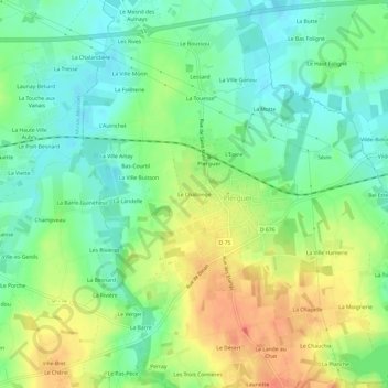 Carte topographique Le Challonge, altitude, relief