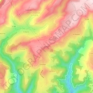 Carte topographique Juzelles, altitude, relief