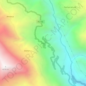 Carte topographique Asia, altitude, relief