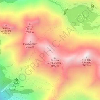 Carte topographique Sancha Collons Norte, altitude, relief