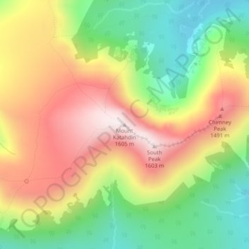 Carte topographique Mount Katahdin, altitude, relief