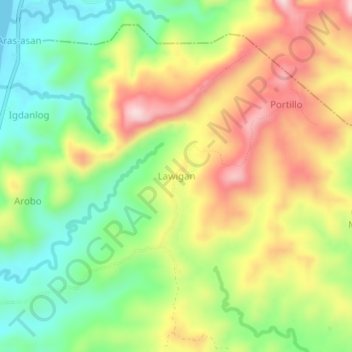 Carte topographique Lawigan, altitude, relief