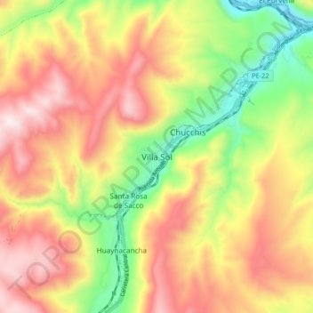 Carte topographique Villa Sol, altitude, relief