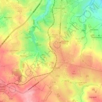 Carte topographique Le Cros, altitude, relief