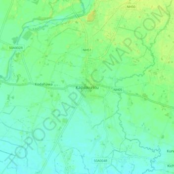 Carte topographique Kapilavastu, altitude, relief