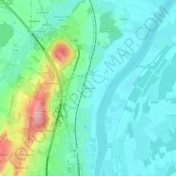 Carte topographique La Grange, altitude, relief