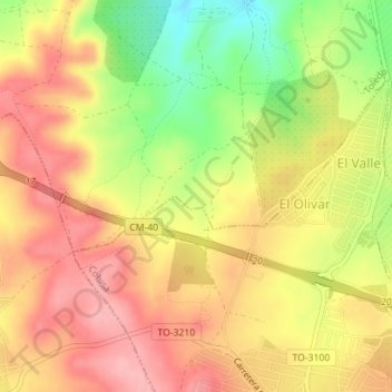 Carte topographique Las Alcubillas, altitude, relief