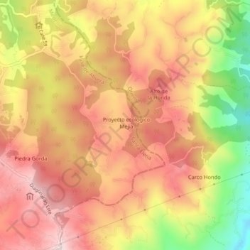 Carte topographique Barro Blanco, altitude, relief