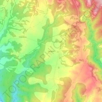 Carte topographique Gargallà, altitude, relief