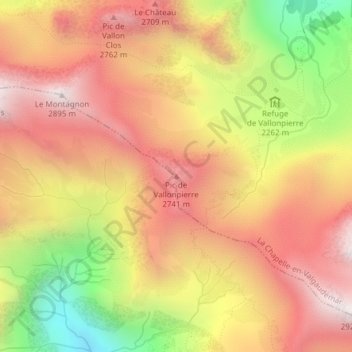 Carte topographique Pic de Vallonpierre, altitude, relief
