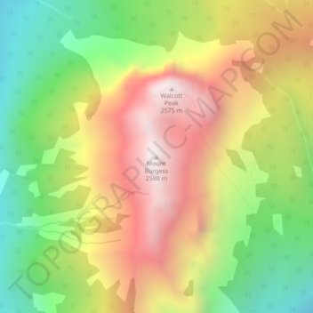 Carte topographique Mount Burgess, altitude, relief