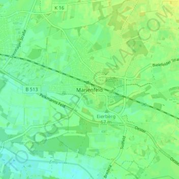 Carte topographique Marienfeld, altitude, relief