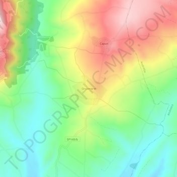 Carte topographique Orcomone, altitude, relief
