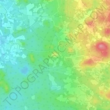 Carte topographique Gradina, altitude, relief