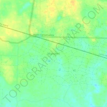 Carte topographique Mandeni, altitude, relief