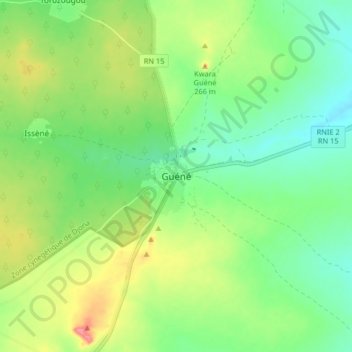 Carte topographique Guéné, altitude, relief