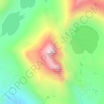 Carte topographique Semeltinden, altitude, relief