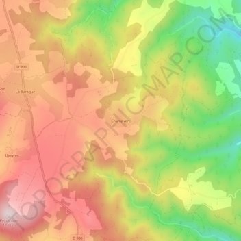 Carte topographique Champvert, altitude, relief