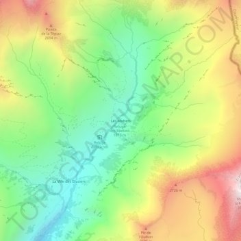 Carte topographique Les Mottets, altitude, relief