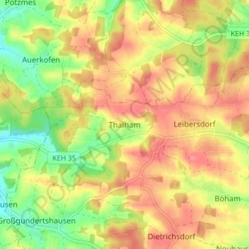 Carte topographique Thalham, altitude, relief