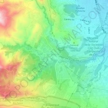 Carte topographique La Buitrera, altitude, relief