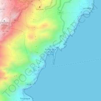 Carte topographique Puerto de la Estaca, altitude, relief