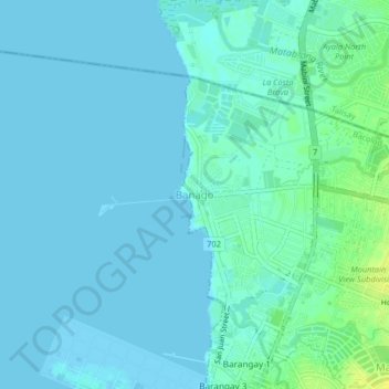 Carte topographique Banago, altitude, relief