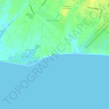 Carte topographique Surfside, altitude, relief
