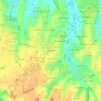Carte topographique La Maladière, altitude, relief