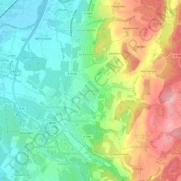 Carte topographique Oberhofen, altitude, relief